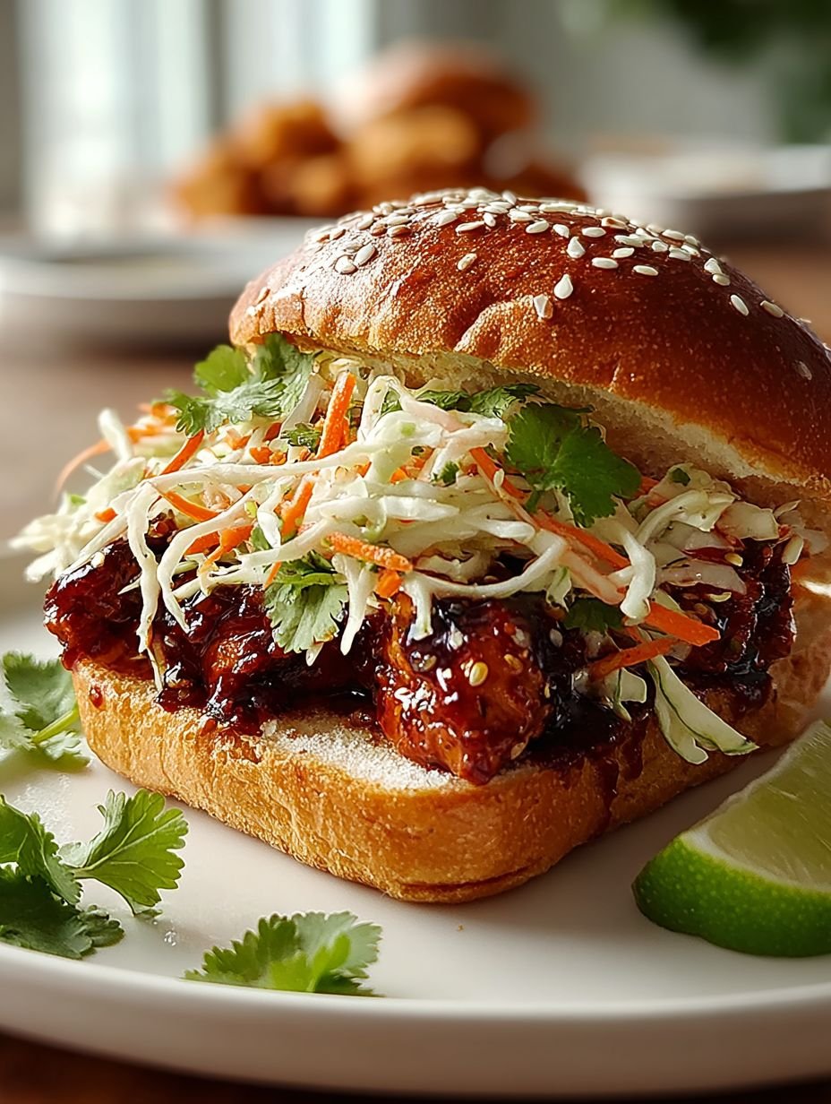 Sticky Gochujang Chicken Sandwich with Crunchy Slaw image 2