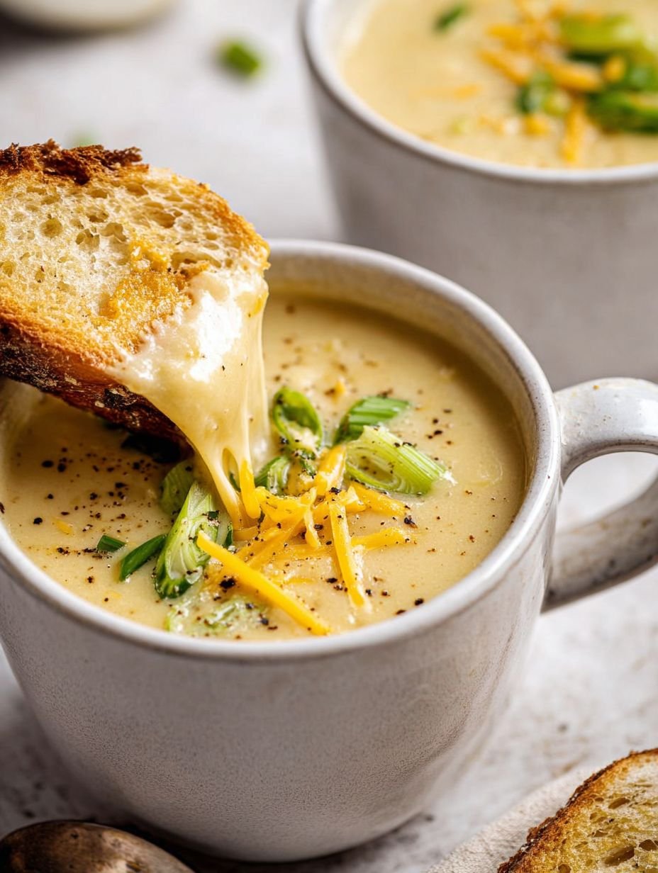 Creamy Cheddar Garlic Soup with Crispy Bread image 2