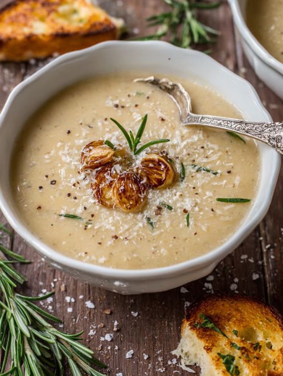 Creamy Roasted Garlic & Rosemary Soup | Cozy Dinner image 2