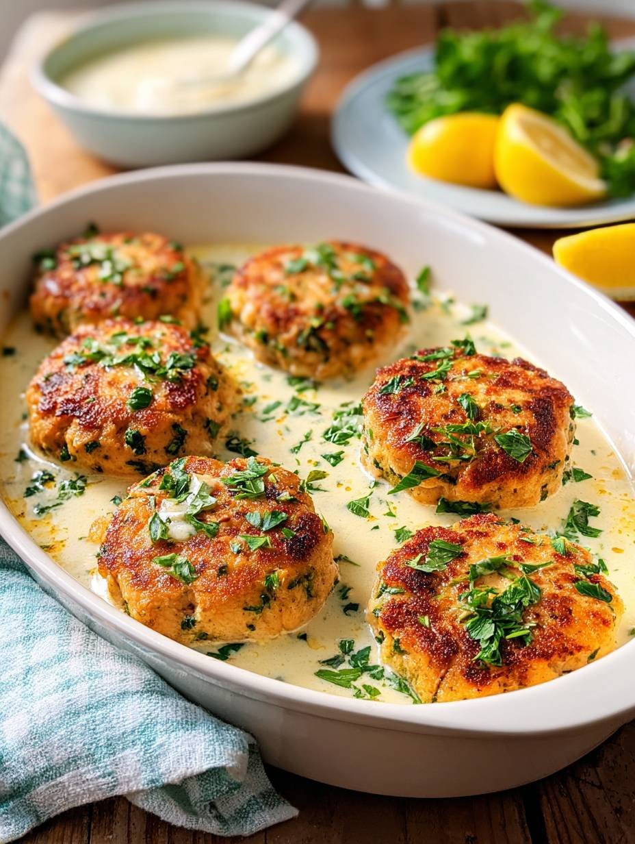 Crispy Salmon Patties with Creamy Lemon Sauce image 2