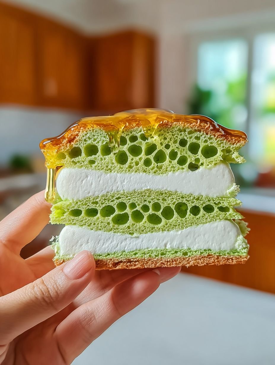 Gorgeous Pandan Honeycomb Cake Layers with Honey image 2