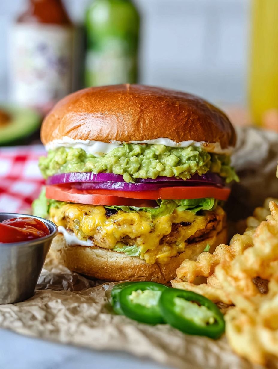 Grilled Chicken Burger Loaded with Guacamole image 2