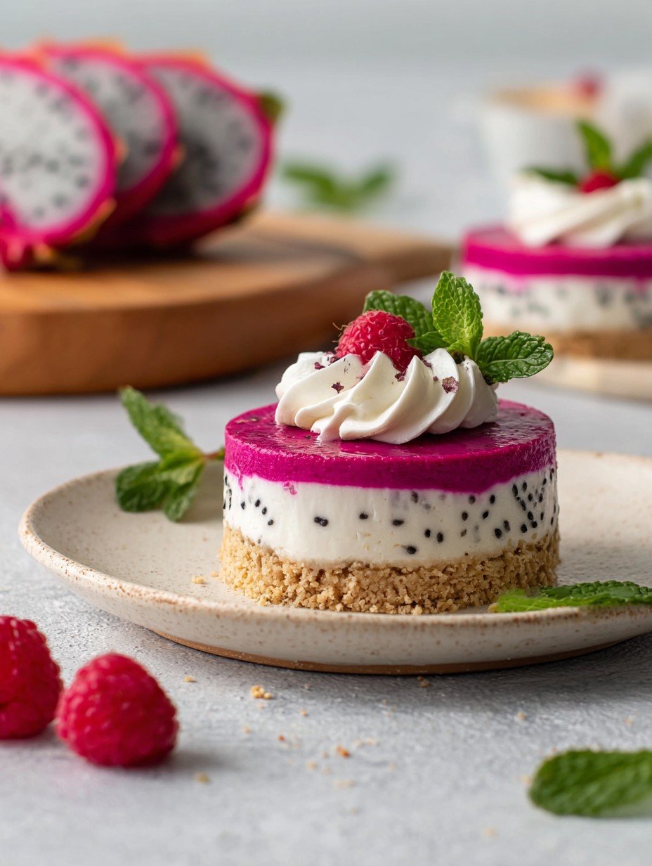 Irresistible No-Bake Dragon Fruit Raspberry Cheesecakes image 2