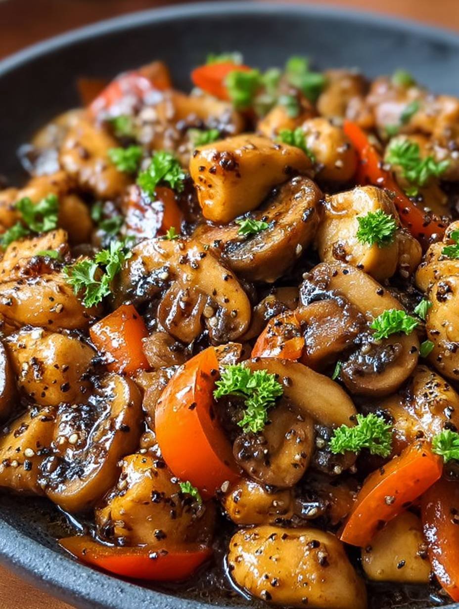 Quick Black Pepper Chicken & Mushroom Stir-fry image 2