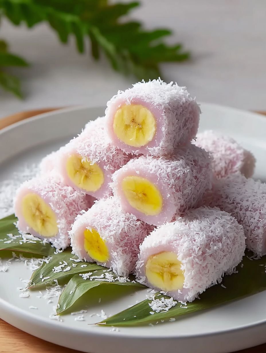 Sweet & Chewy Banana Mochi Rolls with Coconut image 2