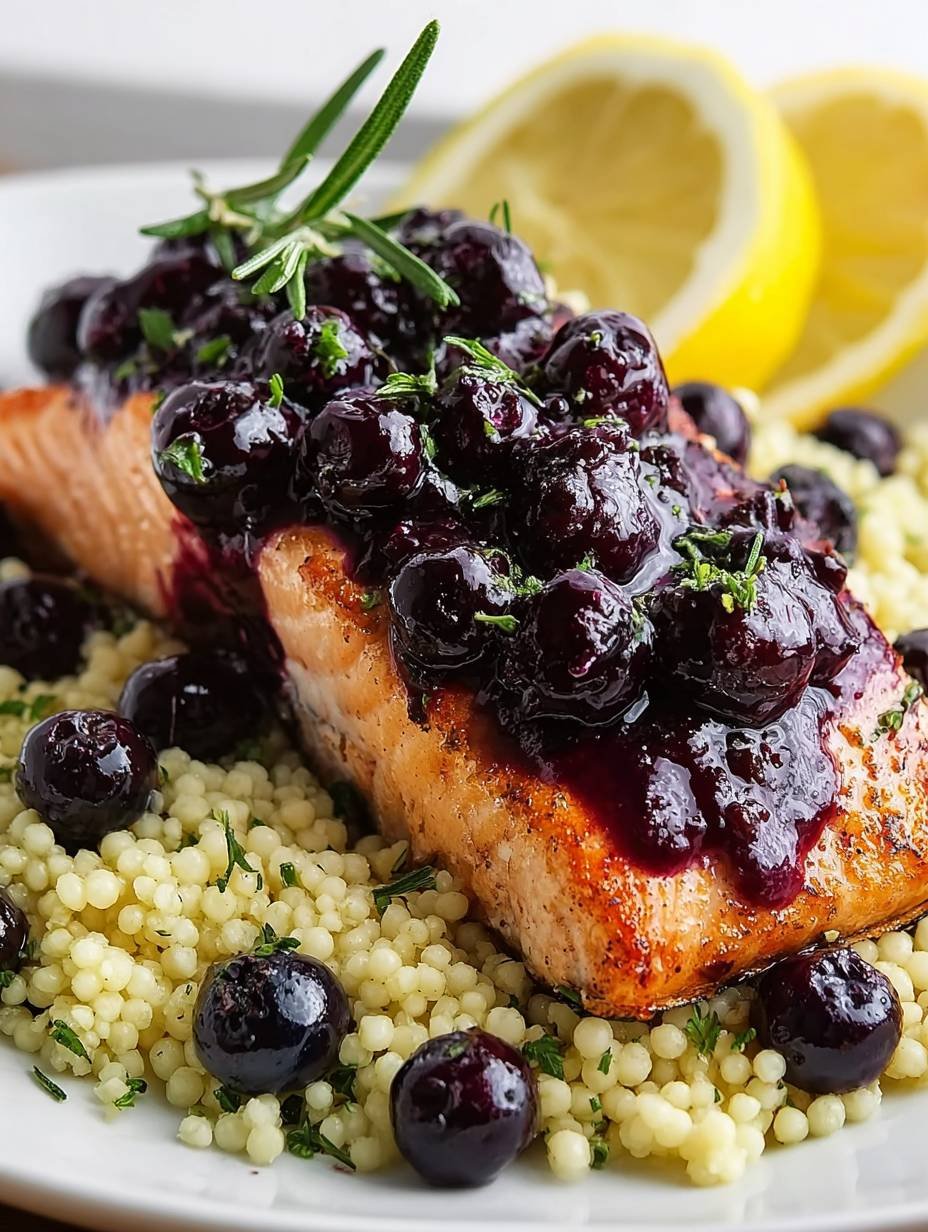 Sweet & Savory Blueberry Salmon with Couscous image 2